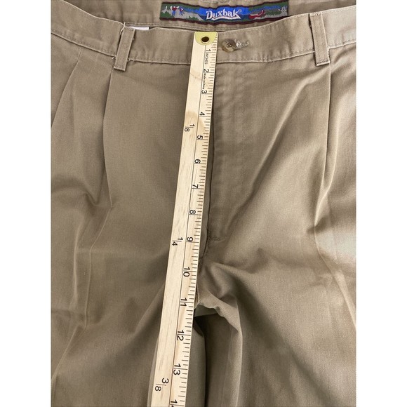 Vintage Duxbak Mens Pants Size 38x30 (36x29) Khaki Straight Pleated Pockets - Picture 9 of 13